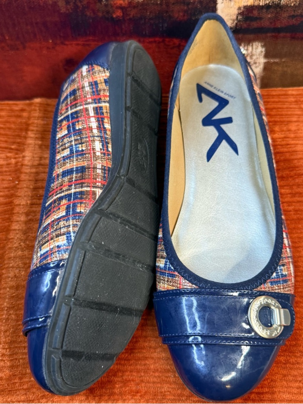 Anne Klein Navy Multicolor Tweed Flats - Picture 5 of 6